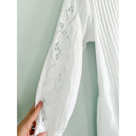 Madewell | NWT Pintucked Eyelet Mini Dress in White | Sz XXS - Picture 4 of 13